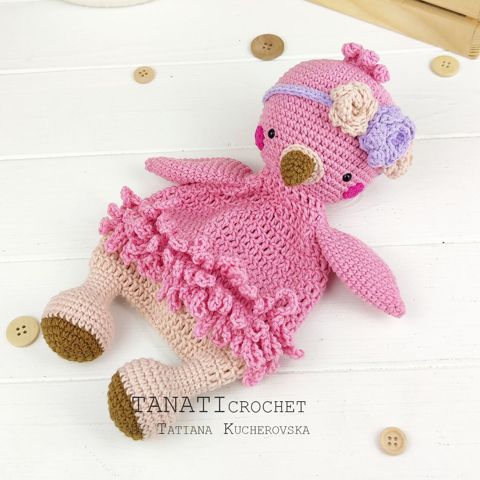 Crochet pattern Сomforter Flamingo | Security-Blanket | Crochet-Lovey | Baby-Blanket