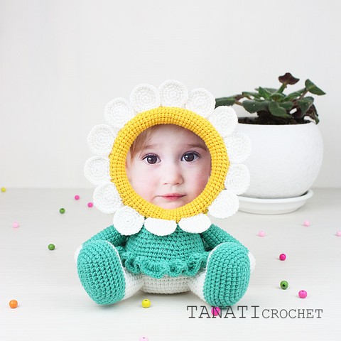 Crochet round picture frame Tanati Crochet