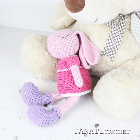 Crochet toy sleeping bunny