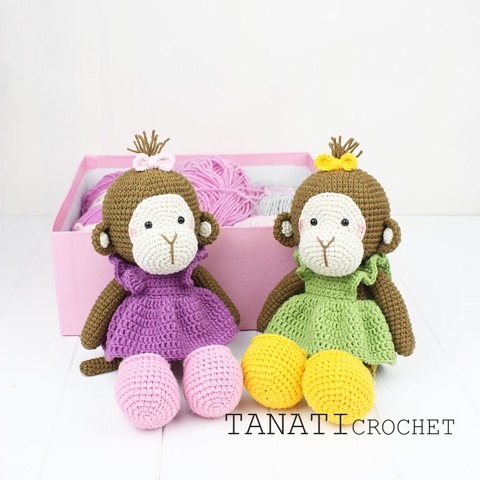 Crochet toy monkey in clothes