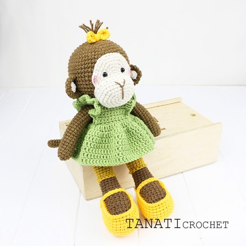 Crochet toy monkey in clothes