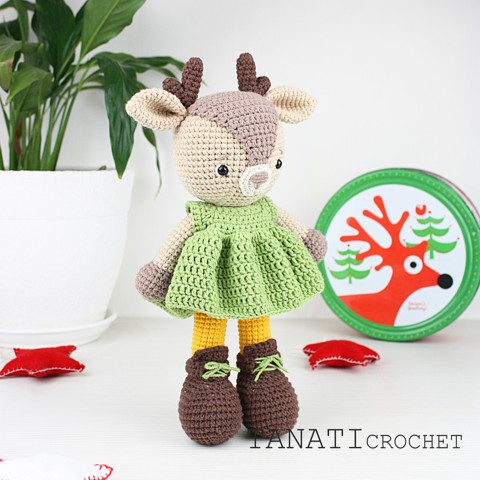 Crochet toy deer in а dress