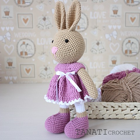 Crochet toy bunny in a dress
