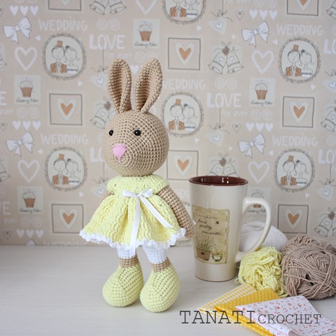 Crochet toy bunny in a dress