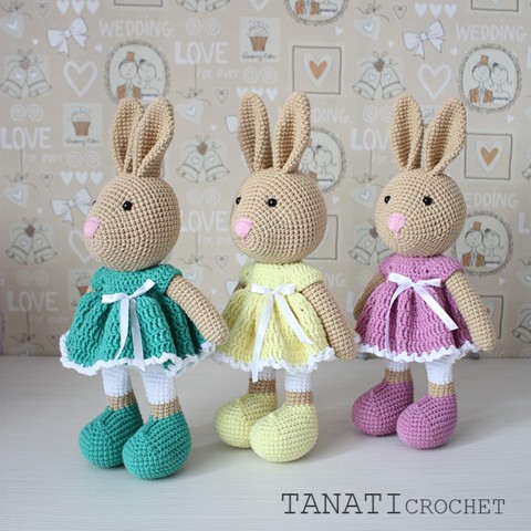 Crochet toy bunny in a dress