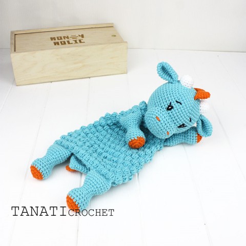 Set of crochet comforter and rattle dragon