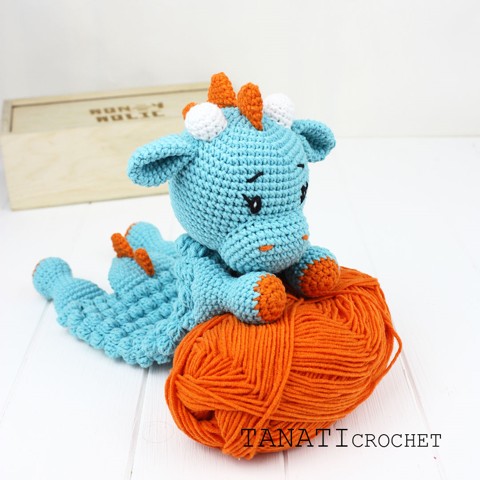 Set of crochet comforter and rattle dragon