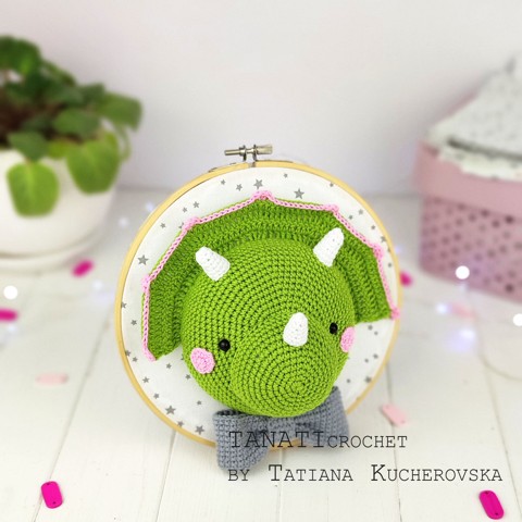 Crochet wall hanging triceratops