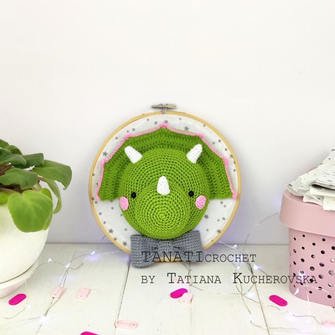 Crochet wall hanging triceratops