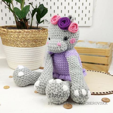 Hippo crochet pattern/Plush hippo (Tutorial, PDF file)