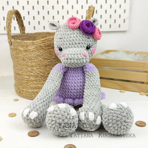 Hippo crochet pattern/Plush hippo (Tutorial, PDF file)