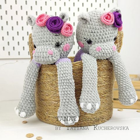 Hippo crochet pattern/Plush hippo (Tutorial, PDF file)